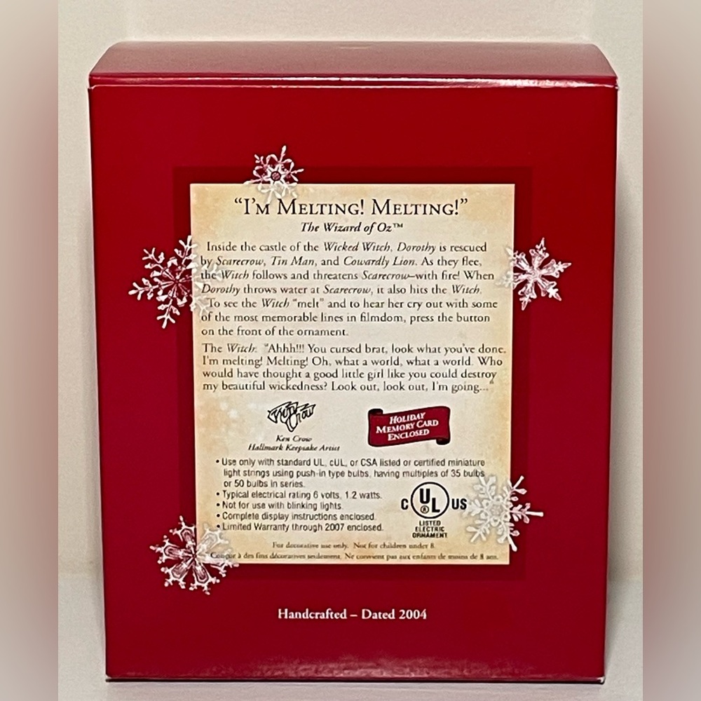 Hallmark Keepsake “I'm Melting! Melting!” Wizard of Oz Ornament - Picture 7 of 12